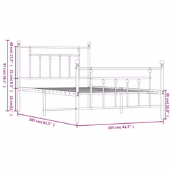 vidaXL Metal Bed Frame Bedroom Bed Base Bedstead Metal Matress Foundation - black, 100 x 200 cm/with headboard & footboard - Additional view 9