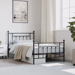 vidaXL Metal Bed Frame Bedroom Bed Base Bedstead Metal Matress Foundation - black, 107 x 203 cm/with headboard & footboard - Additional view 2