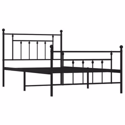 vidaXL Metal Bed Frame Bedroom Bed Base Bedstead Metal Matress Foundation - black, 107 x 203 cm/with headboard & footboard - Additional view 4