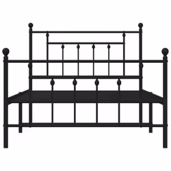 vidaXL Metal Bed Frame Bedroom Bed Base Bedstead Metal Matress Foundation - black, 107 x 203 cm/with headboard & footboard - Additional view 5