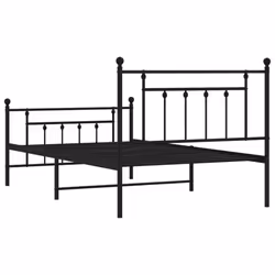 vidaXL Metal Bed Frame Bedroom Bed Base Bedstead Metal Matress Foundation - black, 107 x 203 cm/with headboard & footboard - Additional view 7