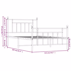 vidaXL Metal Bed Frame Bedroom Bed Base Bedstead Metal Matress Foundation - black, 107 x 203 cm/with headboard & footboard - Additional view 9
