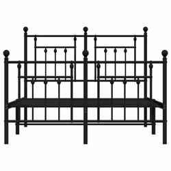 vidaXL Metal Bed Frame Bedroom Bed Base Bedstead Metal Matress Foundation - black, 120 x 190 cm/with headboard & footboard - Additional view 5