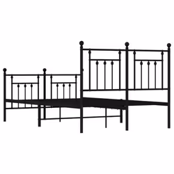 vidaXL Metal Bed Frame Bedroom Bed Base Bedstead Metal Matress Foundation - black, 120 x 190 cm/with headboard & footboard - Additional view 7
