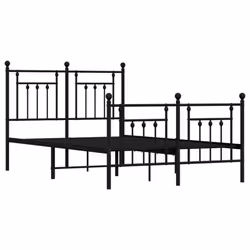 vidaXL Metal Bed Frame Bedroom Bed Base Bedstead Metal Matress Foundation - black, 120 x 200 cm/with headboard & footboard - Additional view 4
