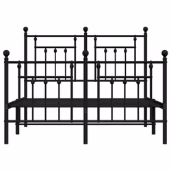 vidaXL Metal Bed Frame Bedroom Bed Base Bedstead Metal Matress Foundation - black, 120 x 200 cm/with headboard & footboard - Additional view 5