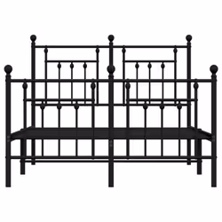 vidaXL Metal Bed Frame Bedroom Bed Base Bedstead Metal Matress Foundation - black, 135 x 190 cm/with headboard & footboard - Additional view 5