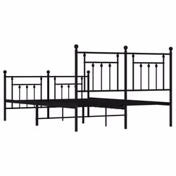 vidaXL Metal Bed Frame Bedroom Bed Base Bedstead Metal Matress Foundation - black, 140 x 190 cm/with headboard & footboard - Additional view 7