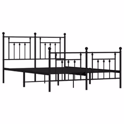 vidaXL Metal Bed Frame Bedroom Bed Base Bedstead Metal Matress Foundation - black, 140 x 200 cm/with headboard & footboard - Additional view 4