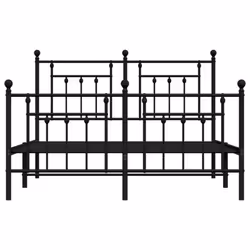 vidaXL Metal Bed Frame Bedroom Bed Base Bedstead Metal Matress Foundation - black, 140 x 200 cm/with headboard & footboard - Additional view 5