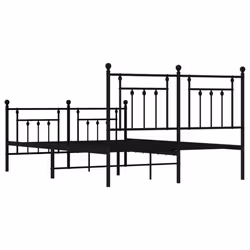 vidaXL Metal Bed Frame Bedroom Bed Base Bedstead Metal Matress Foundation - black, 140 x 200 cm/with headboard & footboard - Additional view 7