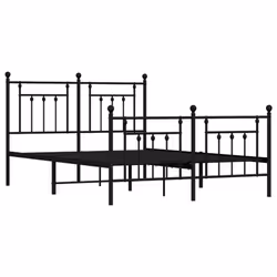vidaXL Metal Bed Frame Bedroom Bed Base Bedstead Metal Matress Foundation - black, 150 x 200 cm/with headboard & footboard - Additional view 4