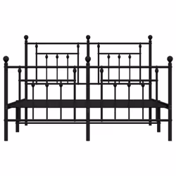 vidaXL Metal Bed Frame Bedroom Bed Base Bedstead Metal Matress Foundation - black, 150 x 200 cm/with headboard & footboard - Additional view 5