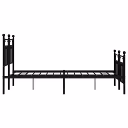 vidaXL Metal Bed Frame Bedroom Bed Base Bedstead Metal Matress Foundation - black, 150 x 200 cm/with headboard & footboard - Additional view 6