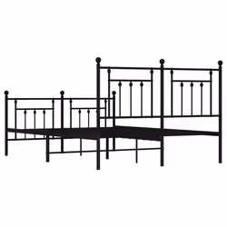 vidaXL Metal Bed Frame Bedroom Bed Base Bedstead Metal Matress Foundation - black, 150 x 200 cm/with headboard & footboard - Additional view 7