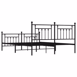 vidaXL Metal Bed Frame Bedroom Bed Base Bedstead Metal Matress Foundation - black, 180 x 200 cm/with headboard & footboard - Additional view 6