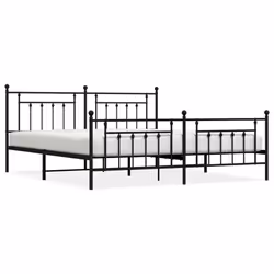 vidaXL Metal Bed Frame Bed Base with Headboard and Footboard Black 193x203 cm