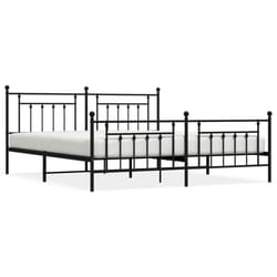 vidaXL Metal Bed Frame Bed Base with Headboard and Footboard Black 193x203 cm