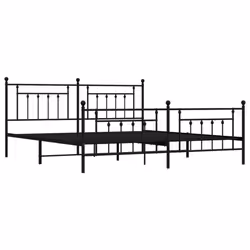 vidaXL Metal Bed Frame Bedroom Bed Base Bedstead Metal Matress Foundation - black, 200 x 200 cm/with headboard & footboard - Additional view 4