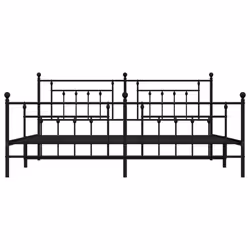 vidaXL Metal Bed Frame Bedroom Bed Base Bedstead Metal Matress Foundation - black, 200 x 200 cm/with headboard & footboard - Additional view 5