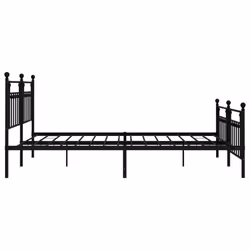 vidaXL Metal Bed Frame Bedroom Bed Base Bedstead Metal Matress Foundation - black, 200 x 200 cm/with headboard & footboard - Additional view 6