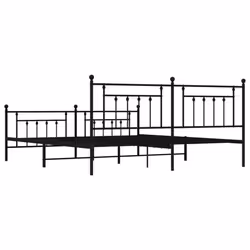 vidaXL Metal Bed Frame Bedroom Bed Base Bedstead Metal Matress Foundation - black, 200 x 200 cm/with headboard & footboard - Additional view 7