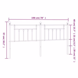 vidaXL Metal Headboard Bed Header Bed Headboard Black Headboard Black 80 cm - black, 193 cm - Additional view 3