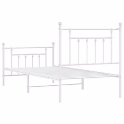 vidaXL Metal Bed Frame Bedroom Bed Base Bedstead Metal Matress Foundation - white, 90 x 190 cm/with headboard & footboard - Additional view 7