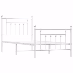 vidaXL Metal Bed Frame Bedroom Bed Base Bedstead Metal Matress Foundation - white, 90 x 200 cm/with headboard & footboard - Additional view 4