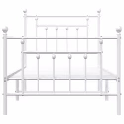 vidaXL Metal Bed Frame Bedroom Bed Base Bedstead Metal Matress Foundation - white, 90 x 200 cm/with headboard & footboard - Additional view 5