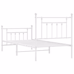 vidaXL Metal Bed Frame Bedroom Bed Base Bedstead Metal Matress Foundation - white, 90 x 200 cm/with headboard & footboard - Additional view 7
