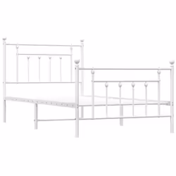 vidaXL Metal Bed Frame Bedroom Bed Base Bedstead Metal Matress Foundation - white, 100 x 190 cm/with headboard & footboard - Additional view 4