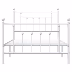 vidaXL Metal Bed Frame Bedroom Bed Base Bedstead Metal Matress Foundation - white, 100 x 190 cm/with headboard & footboard - Additional view 5