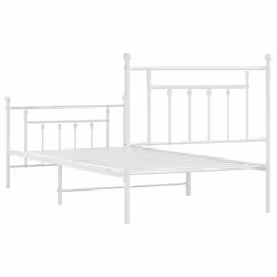 vidaXL Metal Bed Frame Bedroom Bed Base Bedstead Metal Matress Foundation - white, 100 x 190 cm/with headboard & footboard - Additional view 7