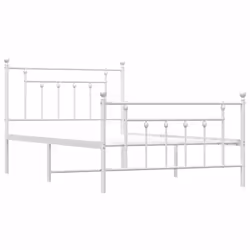 vidaXL Metal Bed Frame Bedroom Bed Base Bedstead Metal Matress Foundation - white, 100 x 200 cm/with headboard & footboard - Additional view 4