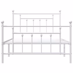vidaXL Metal Bed Frame Bedroom Bed Base Bedstead Metal Matress Foundation - white, 100 x 200 cm/with headboard & footboard - Additional view 5