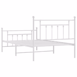 vidaXL Metal Bed Frame Bedroom Bed Base Bedstead Metal Matress Foundation - white, 100 x 200 cm/with headboard & footboard - Additional view 7