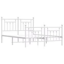 vidaXL Metal Bed Frame Bedroom Bed Base Bedstead Metal Matress Foundation - white, 140 x 190 cm/with headboard & footboard - Additional view 4
