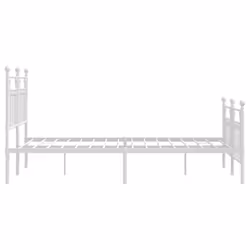 vidaXL Metal Bed Frame Bedroom Bed Base Bedstead Metal Matress Foundation - white, 140 x 190 cm/with headboard & footboard - Additional view 6