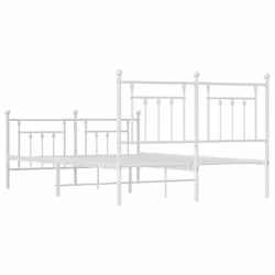 vidaXL Metal Bed Frame Bedroom Bed Base Bedstead Metal Matress Foundation - white, 140 x 190 cm/with headboard & footboard - Additional view 7