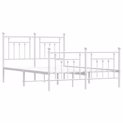 vidaXL Metal Bed Frame Bedroom Bed Base Bedstead Metal Matress Foundation - white, 140 x 200 cm/with headboard & footboard - Additional view 4