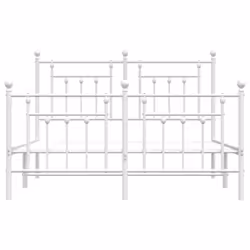 vidaXL Metal Bed Frame Bedroom Bed Base Bedstead Metal Matress Foundation - white, 140 x 200 cm/with headboard & footboard - Additional view 5
