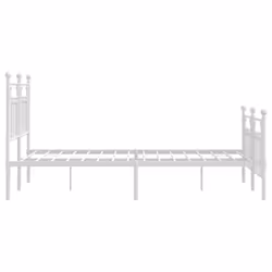 vidaXL Metal Bed Frame Bedroom Bed Base Bedstead Metal Matress Foundation - white, 140 x 200 cm/with headboard & footboard - Additional view 6
