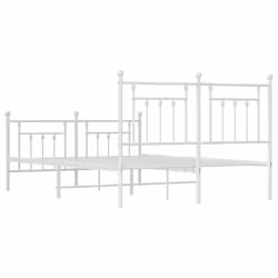 vidaXL Metal Bed Frame Bedroom Bed Base Bedstead Metal Matress Foundation - white, 140 x 200 cm/with headboard & footboard - Additional view 7