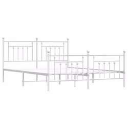 vidaXL Metal Bed Frame Bedroom Bed Base Bedstead Metal Matress Foundation - white, 183 x 213 cm/with headboard & footboard - Additional view 4
