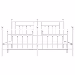 vidaXL Metal Bed Frame Bedroom Bed Base Bedstead Metal Matress Foundation - white, 183 x 213 cm/with headboard & footboard - Additional view 5