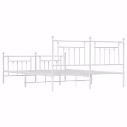 vidaXL Metal Bed Frame Bedroom Bed Base Bedstead Metal Matress Foundation - white, 183 x 213 cm/with headboard & footboard - Additional view 7