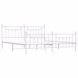 vidaXL Metal Bed Frame Bedroom Bed Base Bedstead Metal Matress Foundation - white, 200 x 200 cm/with headboard & footboard - Additional view 4