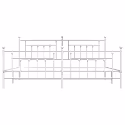 vidaXL Metal Bed Frame Bedroom Bed Base Bedstead Metal Matress Foundation - white, 200 x 200 cm/with headboard & footboard - Additional view 5