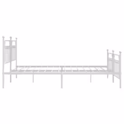 vidaXL Metal Bed Frame Bedroom Bed Base Bedstead Metal Matress Foundation - white, 200 x 200 cm/with headboard & footboard - Additional view 6